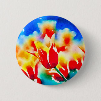 Watercolor Tulips 2 Inch Round Button