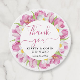Watercolor Tulips and Daffodils Wedding Favour Tags
