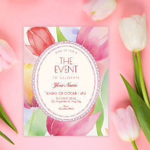 Watercolor tulips bloom invitation