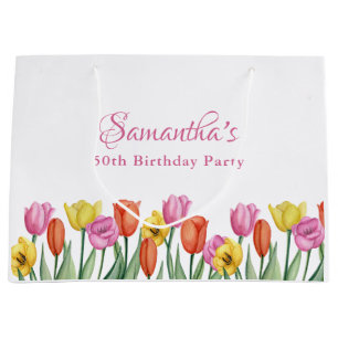 Watercolor Tulips Bridal Shower  Large Gift Bag