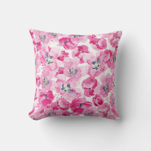 Watercolor tulips: hand-drawn card design throw pillow