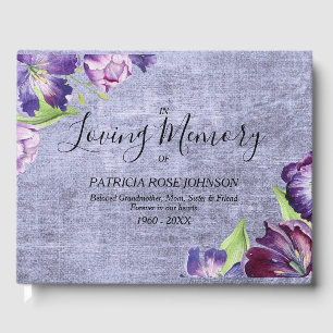 Watercolor Tulips Memorial Funeral Remembrance Guest Book