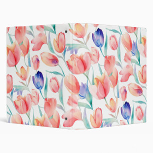 Watercolor Tulips Pattern Binder