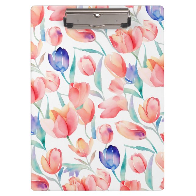 Watercolor Tulips Pattern Clipboard (Front)