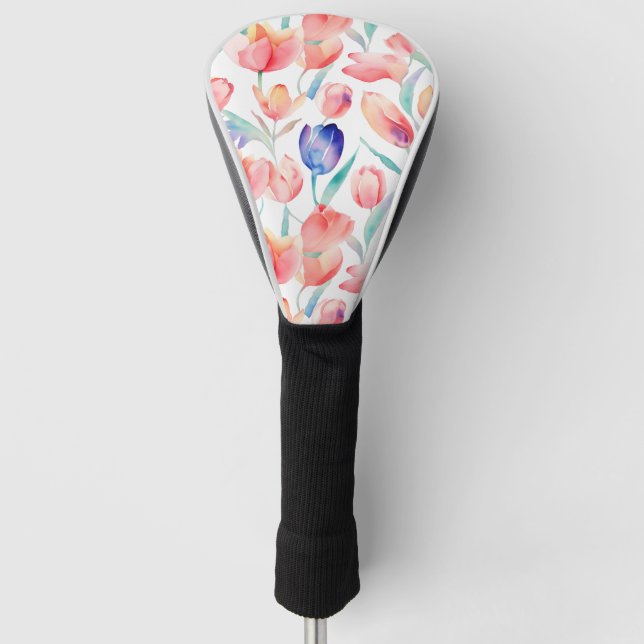 Watercolor Tulips Pattern Golf Head Cover (Front)