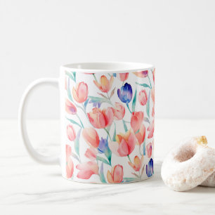 Watercolor Tulips Pattern Mug