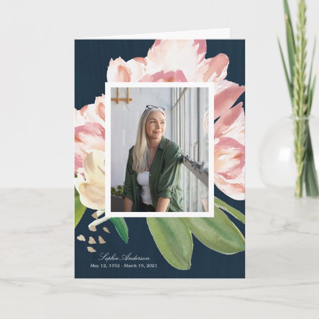 Watercolor Tulips Photo Memorial Program (Front)