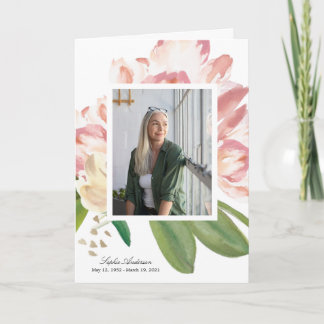 Watercolor Tulips Photo Memorial Programme