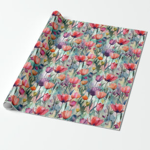 Watercolor Tulips Wrapping Paper