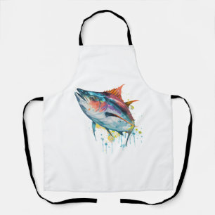 Watercolor Tuna Fish Colourful Saltwater Fishing Apron