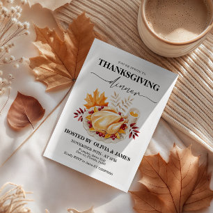 Watercolor Turkey Candle Thanksgiving Invite