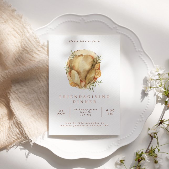 Watercolor Turquie Friendsgiving Diner Invitation (Créateur téléchargé)