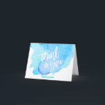 Watercolor Turquoise Bat Bar Mitzvah THANK YOU Card<br><div class="desc">Say thank you to your guests with these beautiful watercolor Bat or Bar Mitzvah cards. White letters with star of David in middle. Black cards,  room to write personal message. Colours: turquoise,  blue,  purple.  Get matching collection!</div>