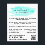 Watercolor Turquoise Brushstroke Makeup Artist Flyer<br><div class="desc">Script Watercolor Turquoise Brushstroke Makeup Artist Advertising Flyers By The Business Card Store.</div>