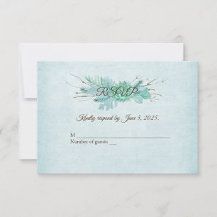 Watercolor turquoise floral bouquet RSVP