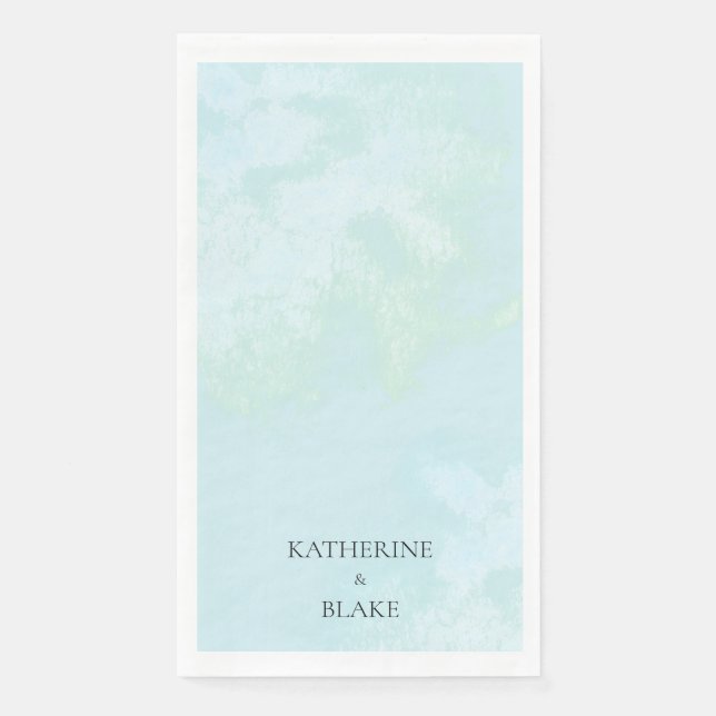 Watercolor Turquoise Modern Custom Wedding Guest Napkin (Front)