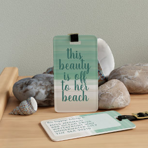 Watercolor Turquoise Ocean Beach Luggage Tag
