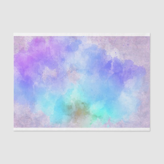 Watercolor Turquoise Purple 10x15 Decoupage Tissue Paper (Front)