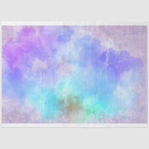 Watercolor Turquoise Purple Decoupage Background Tissue Paper