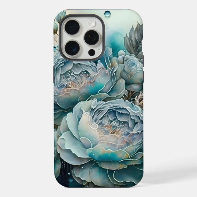 Watercolor Turquoise Roses iPhone Case (Back)