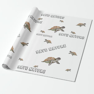 Watercolor Turtle Save Nature Wrapping Paper