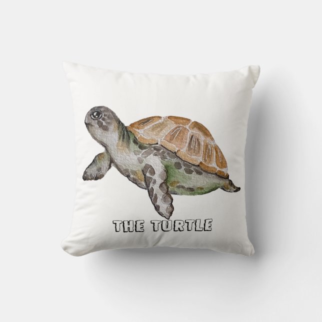 Watercolor Turtle Throw Pillow (Front)