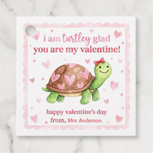 Watercolor Turtle Valentine Message Favour Tags