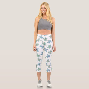 Watercolor Turtles Capri Leggings