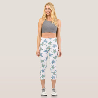 Watercolor Turtles Capri Leggings