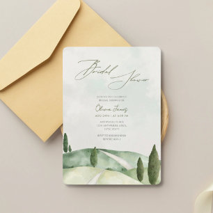Watercolor Tuscany Italy landscape bridal shower Invitation