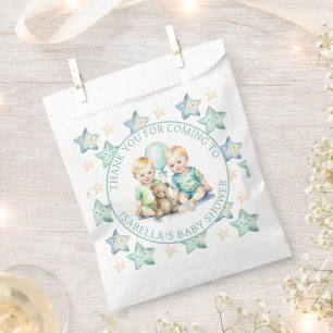 Watercolor Twin Boys Baby Shower Favour Bag