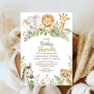 watercolor Twin Jungle Safari Animals Baby Shower Invitation