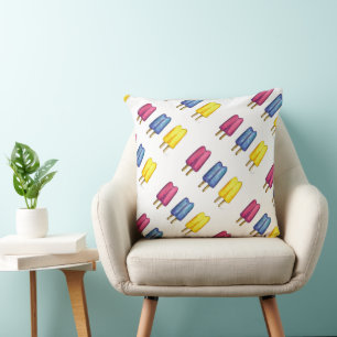 Watercolor Twin Pop Popsicle Popsicles Ice Lollies Throw Pillow