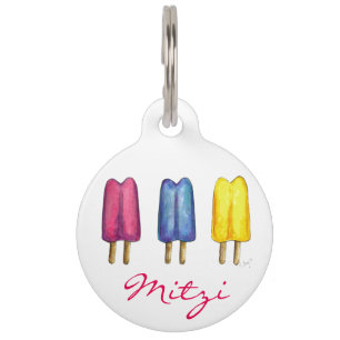 Watercolor Twin Pop Popsicles Popsicle Dog Pet Tag