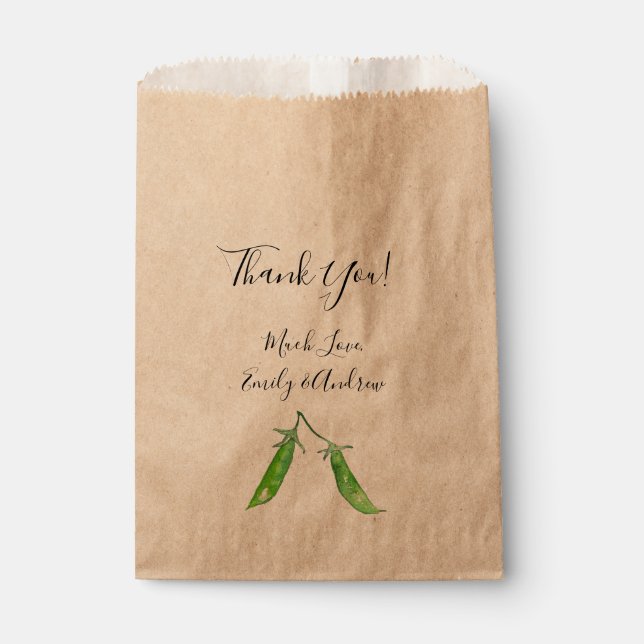 Watercolor Two Peas in a Pod Wedding Favour Bag (Front)