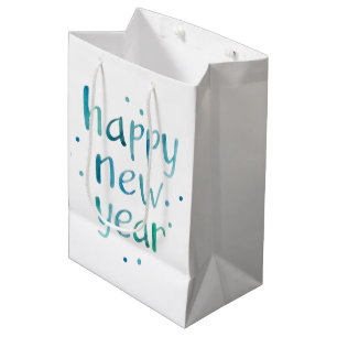 Watercolor Typography Happy New Year design Medium Gift Bag