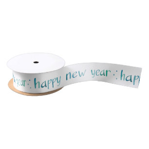 Watercolor Typography Happy New Year design Satin Ribbon