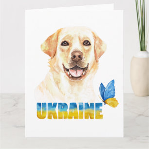 Watercolor Ukraine Yellow Lab and Butterfly Card