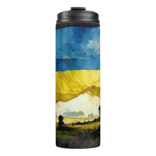 Watercolor Ukrainian Battle Flag Thermal Tumbler 