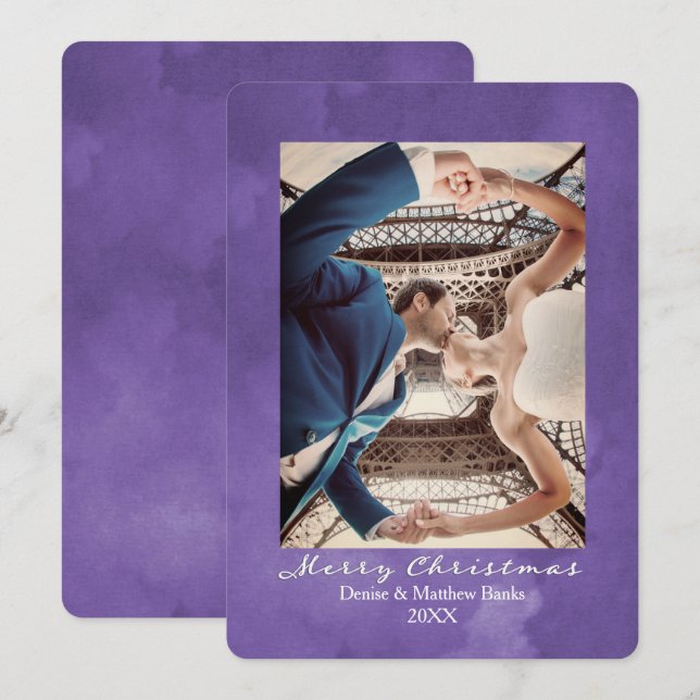 Watercolor Ultra Violet Elegant Christmas Card (Front/Back)