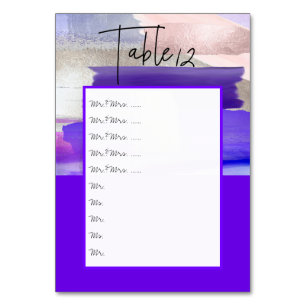 Watercolor Ultraviolet Table Nos. pin to board Table Number