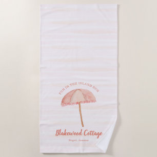 Watercolor Umbrella Tropical Beach Personalized Towel