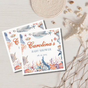 Watercolor under the sea baby shower napkin