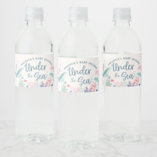 Watercolor Under the Sea Baby Shower Water Bottle Label