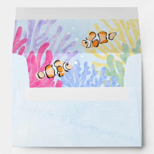 Watercolor Under The Sea Clown Fish Envelope (Back (Bottom))