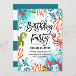 Watercolor Under the Sea Friends Birthday Party Invitation<br><div class="desc">Invite family and friends to your event with this under the sea theme kids birthday party invitation. It features watercolor illustrations of a cute turtle, crab, whale and colourful corals. This sea invitation is perfect for beach and summer birthdays. Personalize by adding names, date, time and other event details. You...</div>