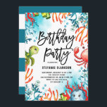 Watercolor Under the Sea Friends Birthday Party Invitation<br><div class="desc">Invite family and friends to your event with this under the sea theme kids birthday party invitation. It features watercolor illustrations of a cute turtle, crab, whale and colourful corals. This sea invitation is perfect for beach and summer birthdays. Personalize by adding names, date, time and other event details. You...</div>