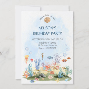 Watercolor under the sea  invitation
