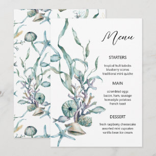 Watercolor Under the Sea Jellyfish Coral Reef Menu