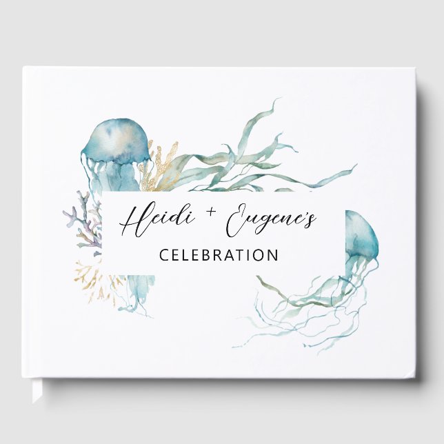 Watercolor Under the Sea Jellyfish Guest Book (Front)